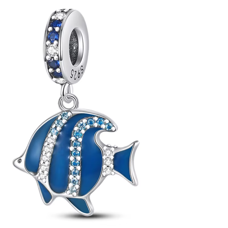Berloque My Life em Prata - Peixe com Pedras