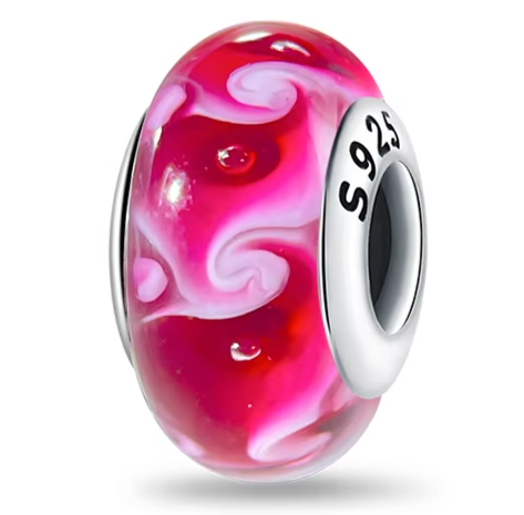 Separador de Berloque em Prata - Vermelho com Branco