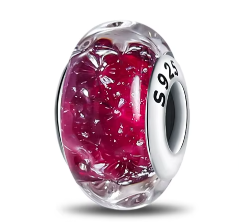 Separador de Berloques em Prata - Vermelho Vinho