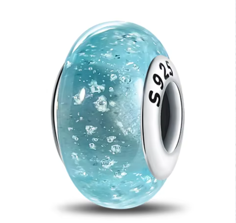 Separador de Berloques em Prata - Azul Claro com Brilho