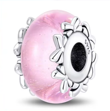 Separador de Berloques em Prata - Rosa Claro com Estrela