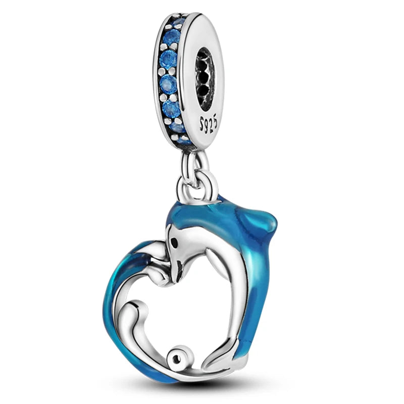 Berloque em Prata 925 - Coração de Golfinhos