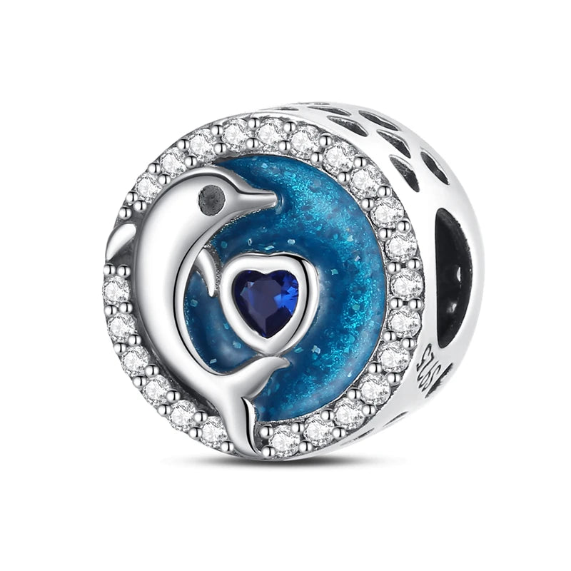 Berloque My Life em Prata 925 - Golfinho com Coração Azul