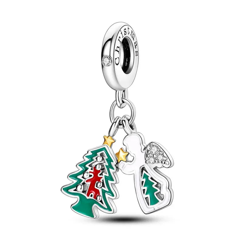 Berloque em Prata - Árvore de Natal e Anjo