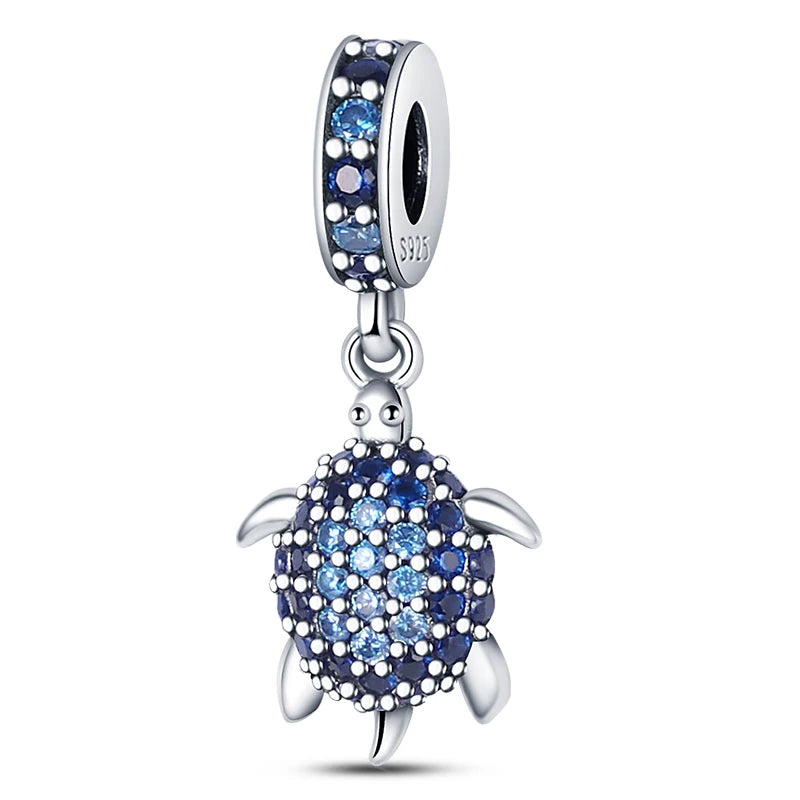Berloque My Life em Prata - Tartaruga Azul com Pedras