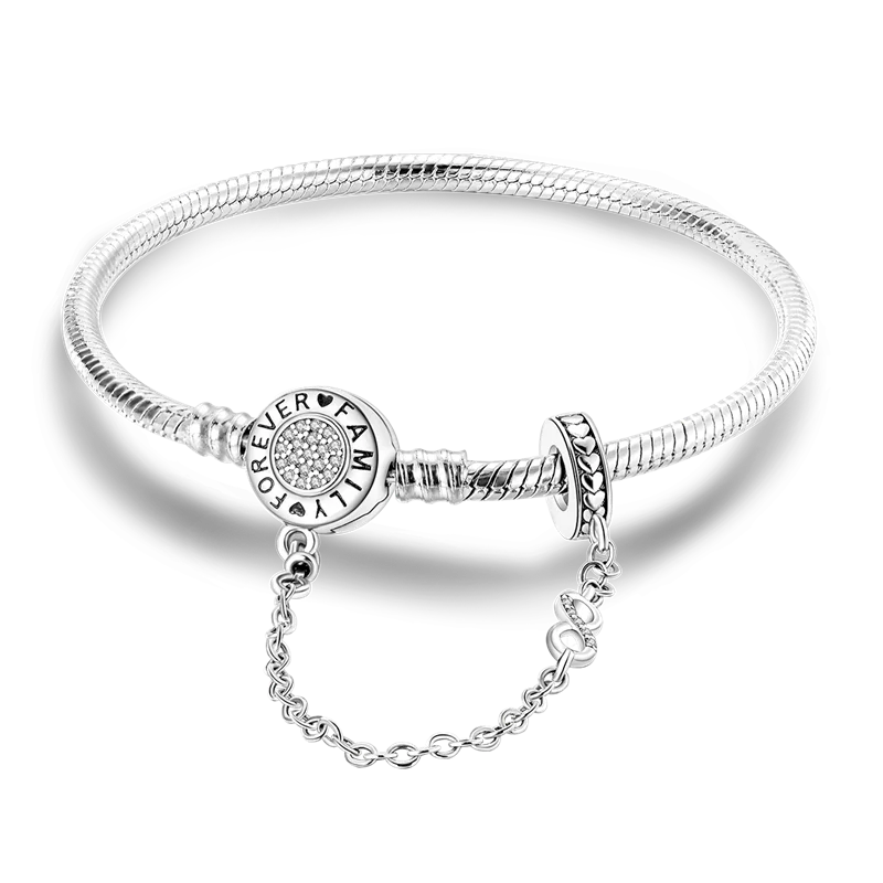 Pulseira para Berloques My Life em Prata com Trava de Segurança - Forever Family