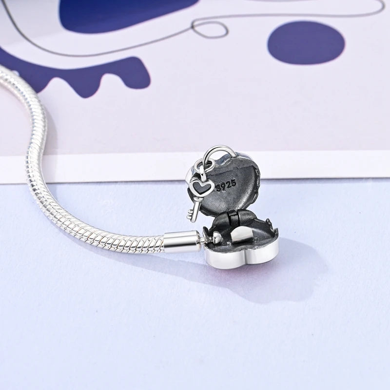 Pulseira para Berloque My Life - Cadeado de Coração Rosa