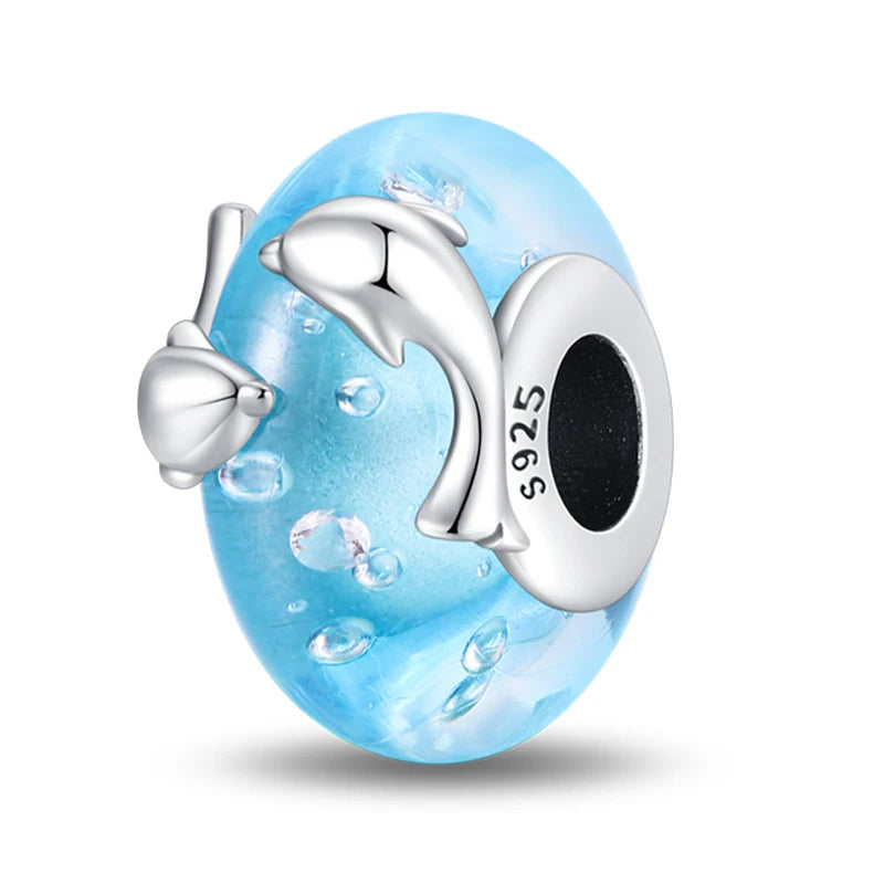 Separador de Berloque em Prata 925 - Azul com Golfinhos