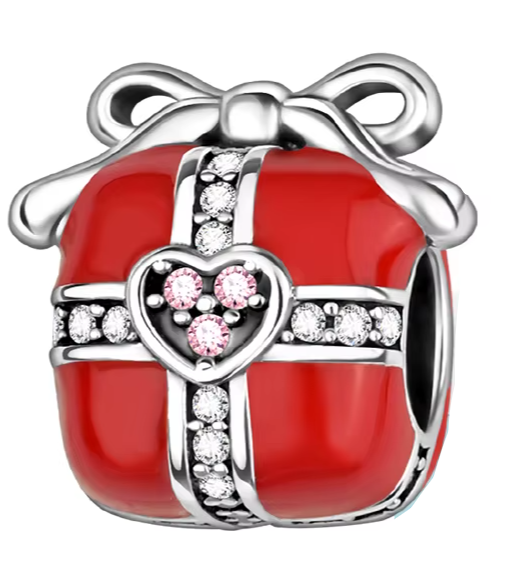Berloque My Life em Prata 925 - Presente Vermelho