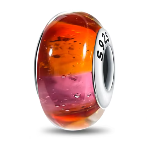 Separador de Berloques em Prata 925 - Vermelho com Rosa