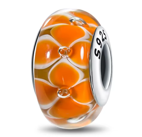 Separador de Berloque My Life em Prata - Flor Laranja