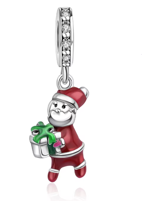 Berloque My Life em Prata - Papai Noel com Presente