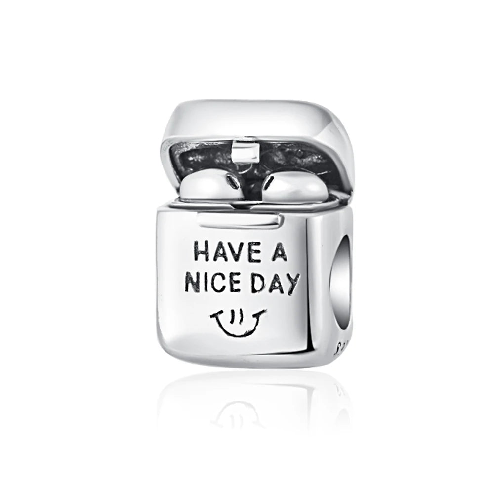 Berloque My Life em Prata - Fone de Ouvido Have a Nice Day