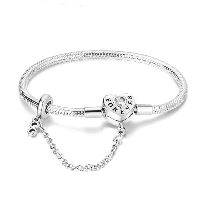 Pulseira para Berloques My Life em Prata com Coração - Forever