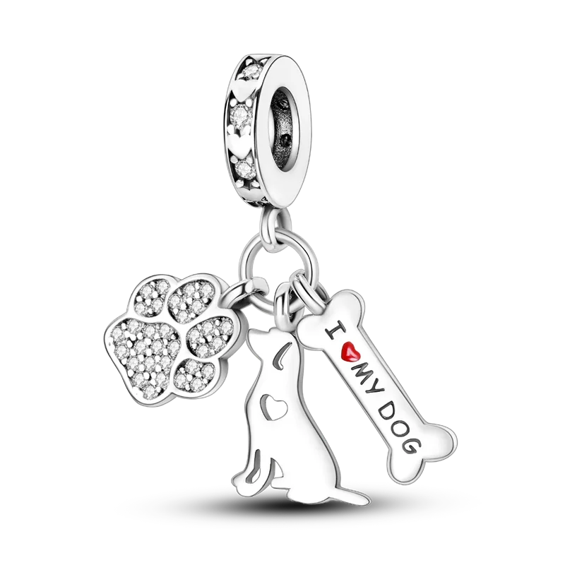 Berloque My Life em Prata - I Love My Dog