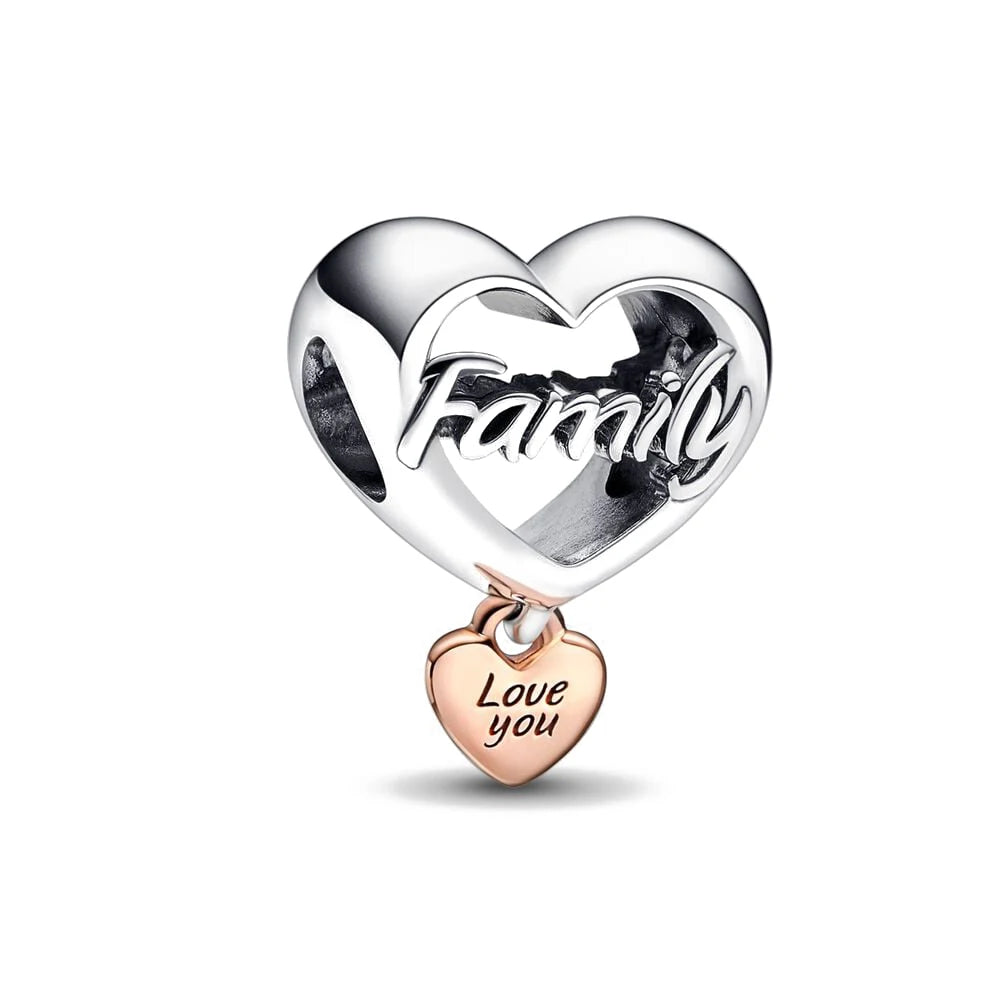 Berloque My Life em Prata - Coração Family Love You
