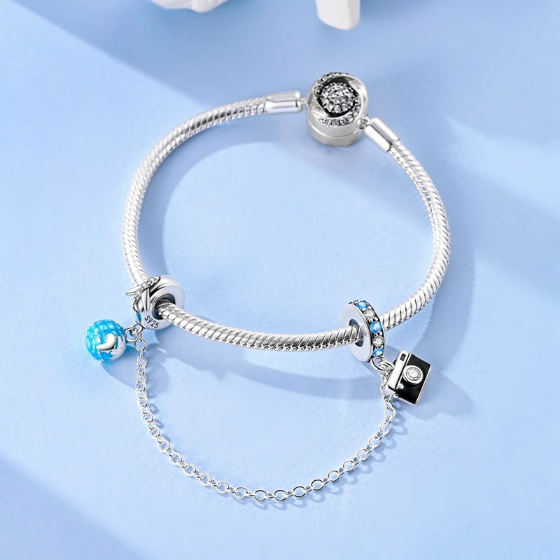 Corrente de Segurança para Berloques My Life em Prata - Globo e Câmera