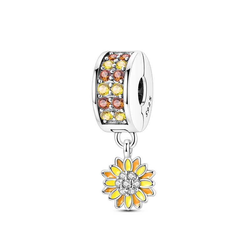 Separador de Berloques em Prata - Girassol com Pedras