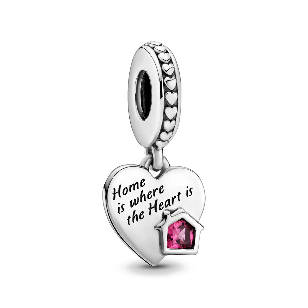 Berloque em Prata 925 - Coração Home Is Where The Heart Is