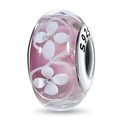 Separador de Berloques My Life - Rosa com Flores Branca