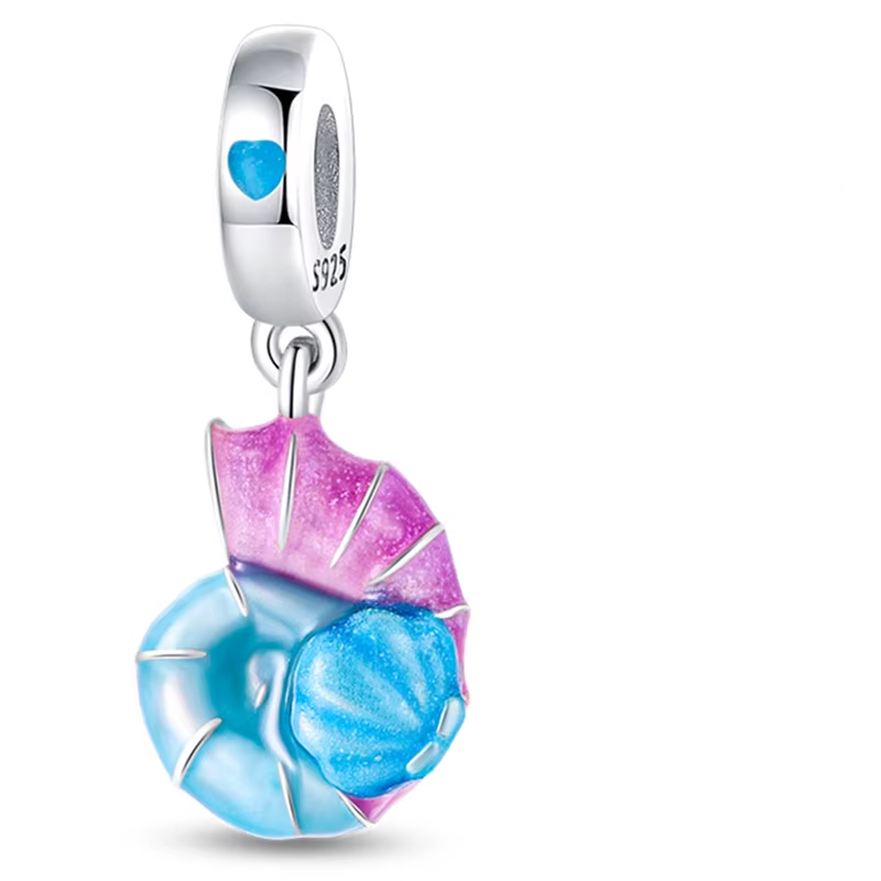 Berloque My Life em Prata - Concha Roxa e Azul