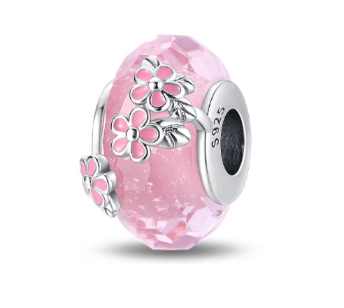 Separador de Berloques My Life em Prata 925 - Rosa com Flores